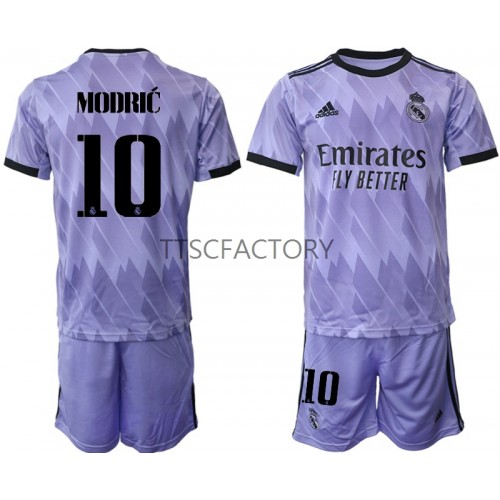 Real Madrid Luka Modrić 10 Fodboldtrøjer Børn Udebanesæt 2022/23 Kort ærmer Real Madrid Luka Modrić 10 Fodboldtrøjer Børn Udebanesæt 2022/23 Kort ærmer